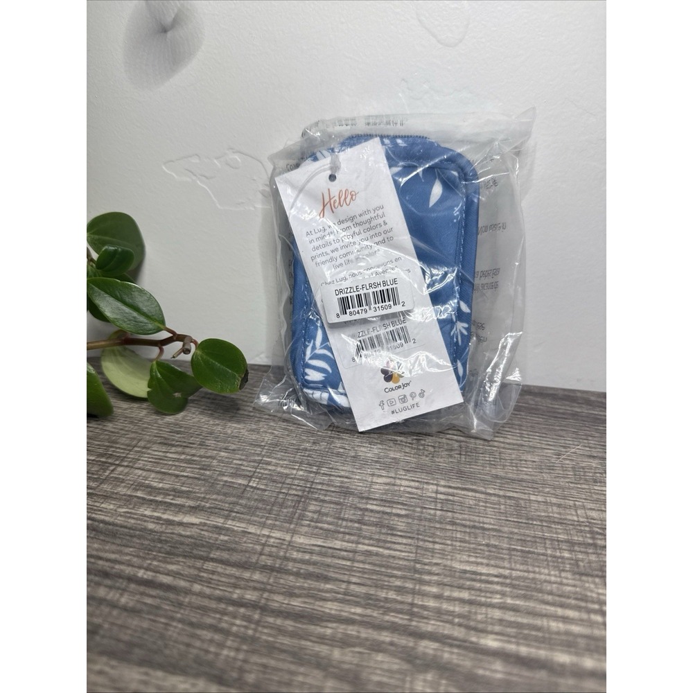 Lug Drizzle Mini Zip Storage Pouch Flourish Blue NWT Carabiner Organizer NEW